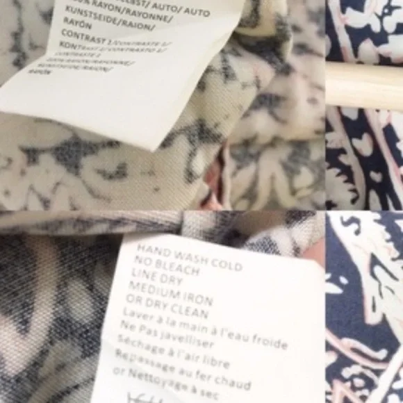 ANTHROPOLOGIE/TINY cream, blue with mauve “Caviana” shirt dress in size XXS. EUC - Picture 10 of 11